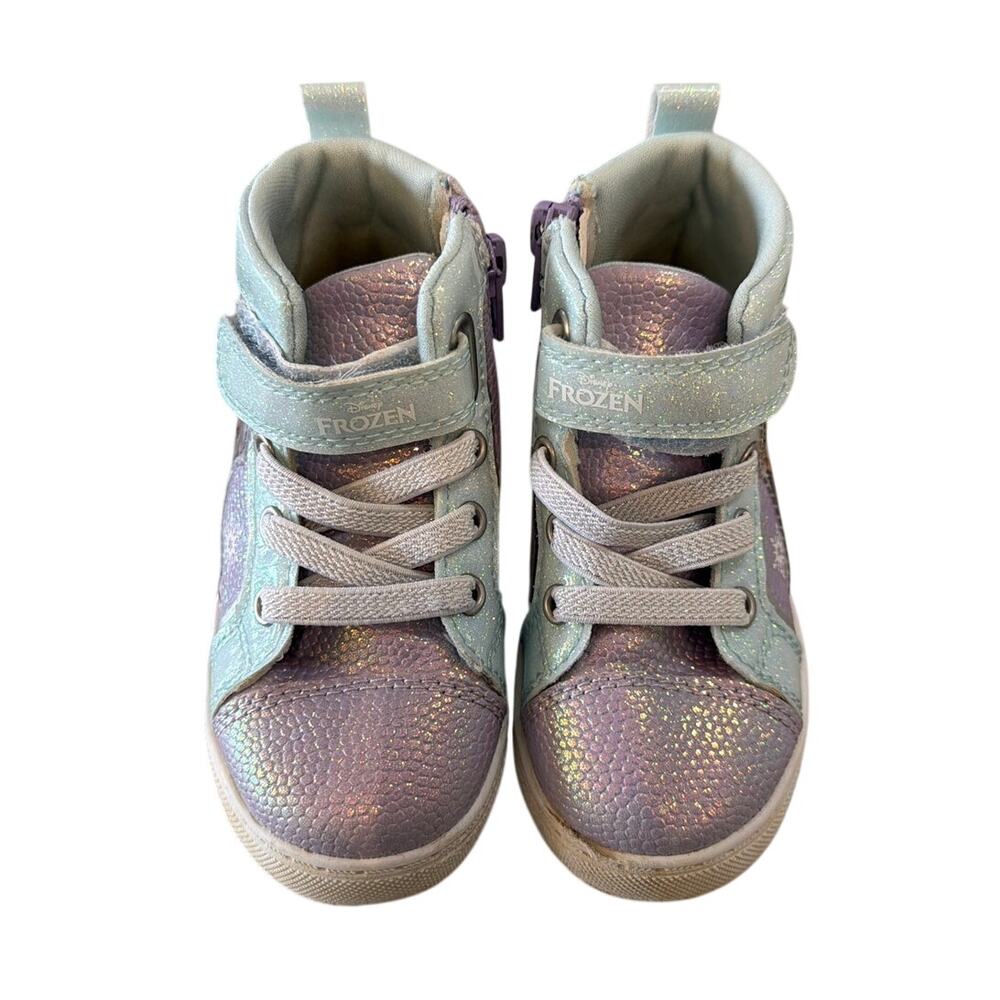Disney Frozen Anna & Elsa Light-Up High Top Sneakers, Toddler 7C, Purple Silver